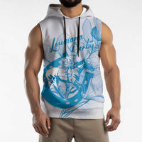 Personalized Louisiana Horse Racing Derby Sleeveless Hoodie Magnolia Blossom Horseshoe Pastel Blue