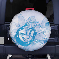 Personalized Louisiana Horse Racing Derby Spare Tire Cover Magnolia Blossom Horseshoe Pastel Blue