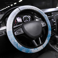 Louisiana Horse Racing Derby Steering Wheel Cover Magnolia Blossom Horseshoe Pastel Blue