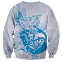 Personalized Louisiana Horse Racing Derby Sweatshirt Magnolia Blossom Horseshoe Pastel Blue