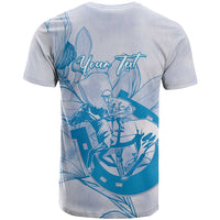 Personalized Louisiana Horse Racing Derby T Shirt Magnolia Blossom Horseshoe Pastel Blue