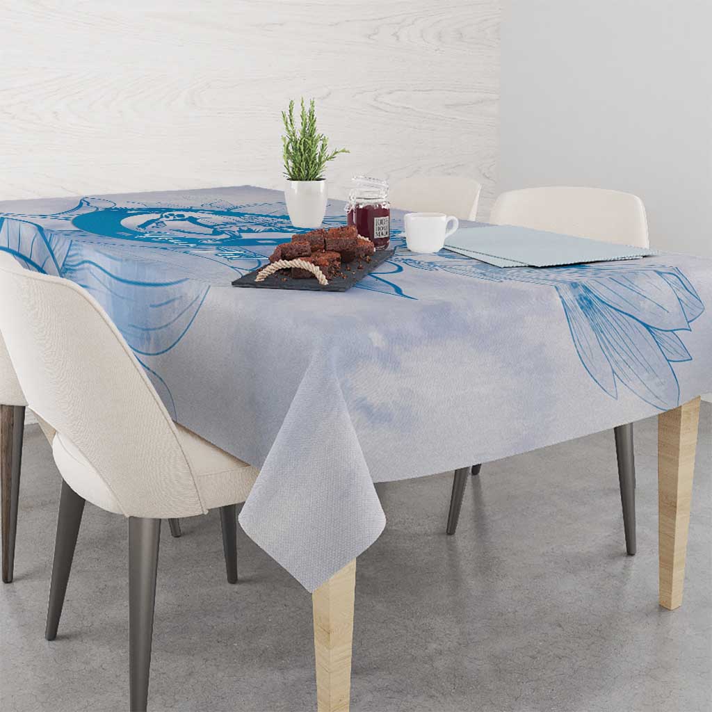 Personalized Louisiana Horse Racing Derby Tablecloth Magnolia Blossom Horseshoe Pastel Blue