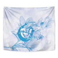 Personalized Louisiana Horse Racing Derby Tapestry Magnolia Blossom Horseshoe Pastel Blue