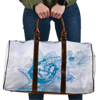 Personalized Louisiana Horse Racing Derby Travel Bag Magnolia Blossom Horseshoe Pastel Blue