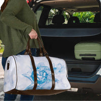 Personalized Louisiana Horse Racing Derby Travel Bag Magnolia Blossom Horseshoe Pastel Blue