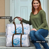 Personalized Louisiana Horse Racing Derby Travel Bag Magnolia Blossom Horseshoe Pastel Blue