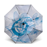 Personalized Louisiana Horse Racing Derby Umbrella Magnolia Blossom Horseshoe Pastel Blue