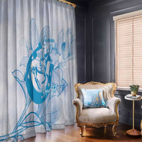 Personalized Louisiana Horse Racing Derby Window Curtain Magnolia Blossom Horseshoe Pastel Blue