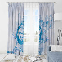 Personalized Louisiana Horse Racing Derby Window Curtain Magnolia Blossom Horseshoe Pastel Blue