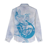 Personalized Louisiana Horse Racing Derby Women Casual Shirt Magnolia Blossom Horseshoe Pastel Blue