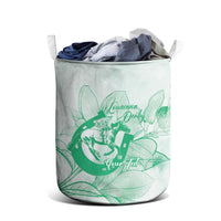 Personalized Louisiana Horse Racing Derby Laundry Basket Magnolia Blossom Horseshoe Pastel Green