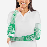 Personalized Louisiana Horse Racing Derby Arm Sleeves Magnolia Blossom Horseshoe Pastel Green