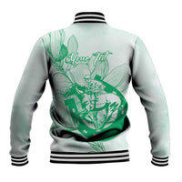 Personalized Louisiana Horse Racing Derby Baseball Jacket Magnolia Blossom Horseshoe Pastel Green