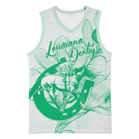Personalized Louisiana Horse Racing Derby Basketball Jersey Magnolia Blossom Horseshoe Pastel Green