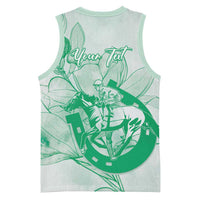 Personalized Louisiana Horse Racing Derby Basketball Jersey Magnolia Blossom Horseshoe Pastel Green