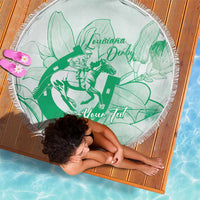 Personalized Louisiana Horse Racing Derby Beach Blanket Magnolia Blossom Horseshoe Pastel Green