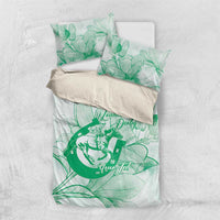Personalized Louisiana Horse Racing Derby Bedding Set Magnolia Blossom Horseshoe Pastel Green