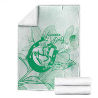 Personalized Louisiana Horse Racing Derby Blanket Magnolia Blossom Horseshoe Pastel Green