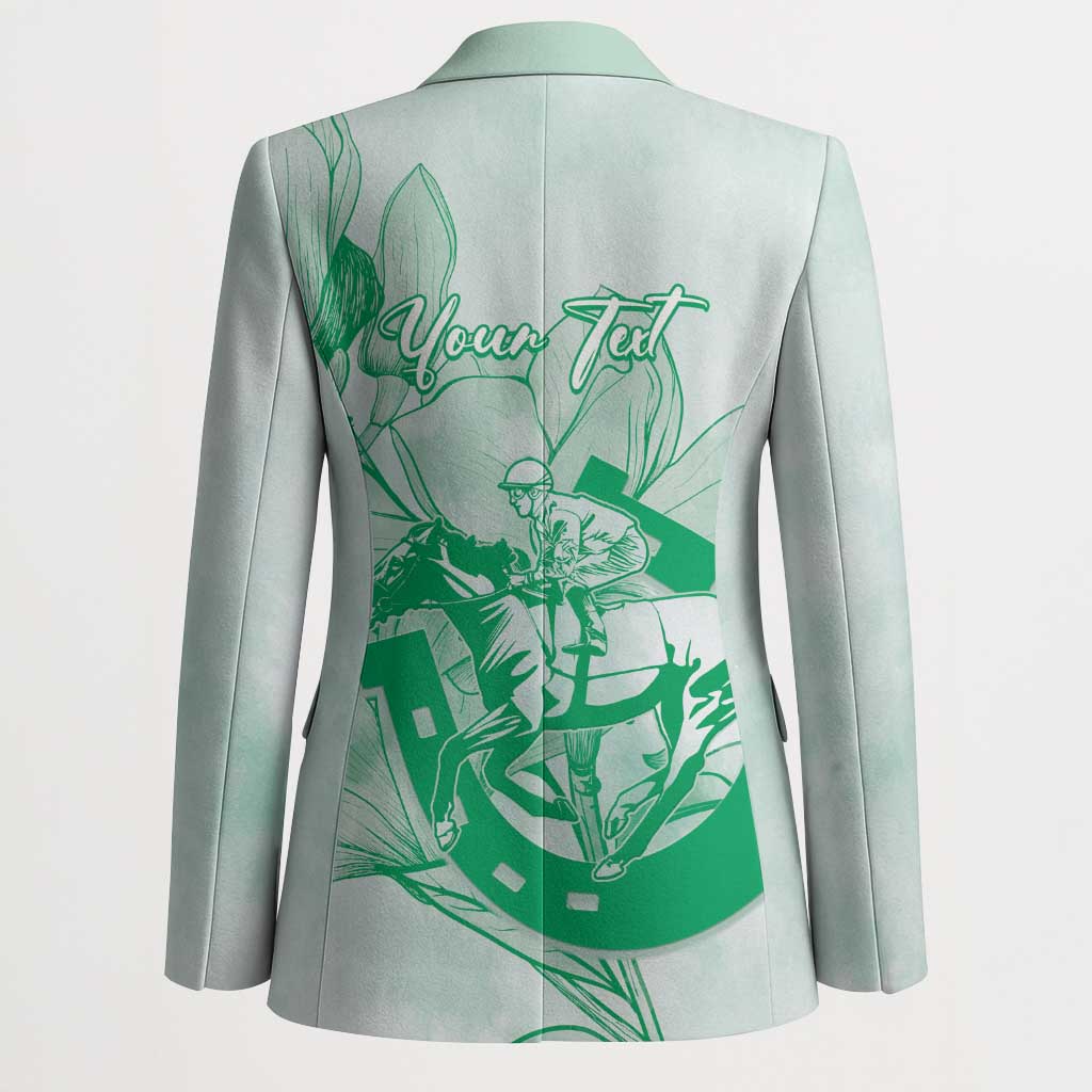 Personalized Louisiana Horse Racing Derby Blazer Magnolia Blossom Horseshoe Pastel Green