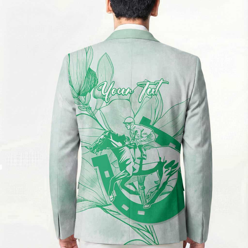 Personalized Louisiana Horse Racing Derby Blazer Magnolia Blossom Horseshoe Pastel Green