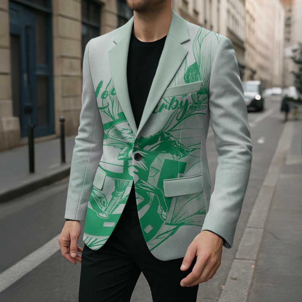 Personalized Louisiana Horse Racing Derby Blazer Magnolia Blossom Horseshoe Pastel Green