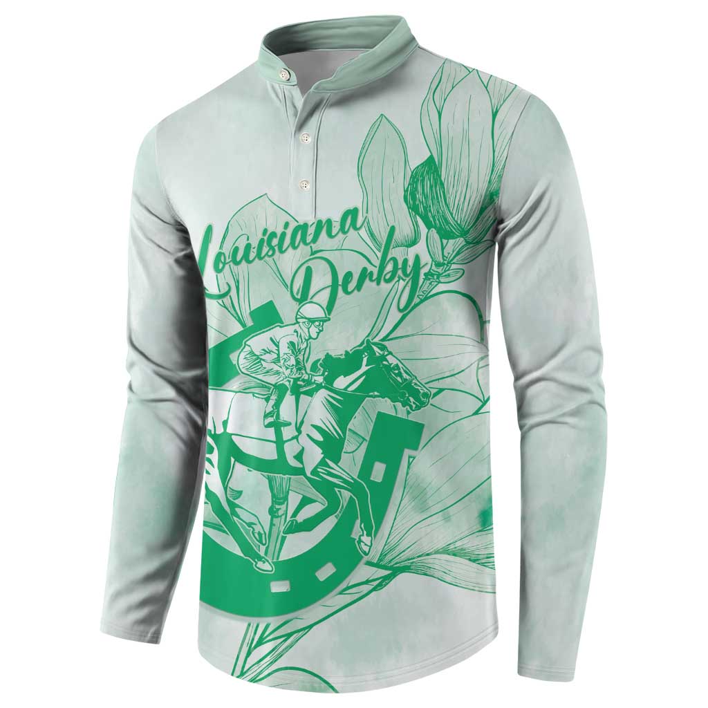 Personalized Louisiana Horse Racing Derby Button Sweatshirt Magnolia Blossom Horseshoe Pastel Green