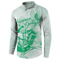 Personalized Louisiana Horse Racing Derby Button Sweatshirt Magnolia Blossom Horseshoe Pastel Green