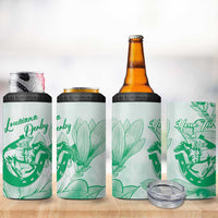 Personalized Louisiana Horse Racing Derby 4 in 1 Can Cooler Tumbler Magnolia Blossom Horseshoe Pastel Green