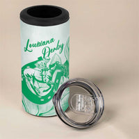 Personalized Louisiana Horse Racing Derby 4 in 1 Can Cooler Tumbler Magnolia Blossom Horseshoe Pastel Green