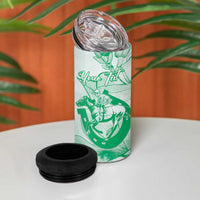 Personalized Louisiana Horse Racing Derby 4 in 1 Can Cooler Tumbler Magnolia Blossom Horseshoe Pastel Green