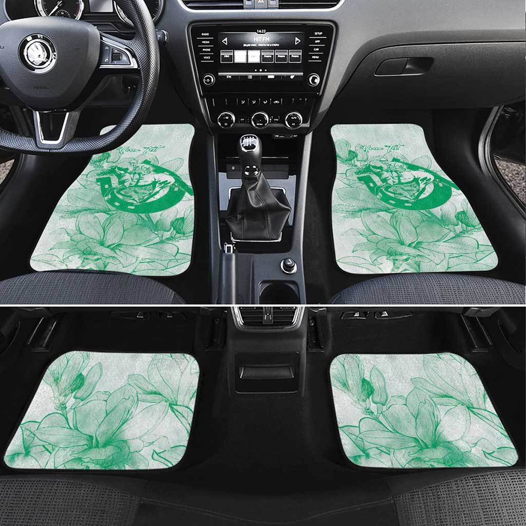 Personalized Louisiana Horse Racing Derby Car Mats Magnolia Blossom Horseshoe Pastel Green