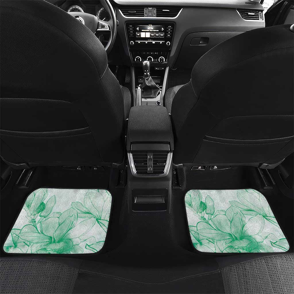 Personalized Louisiana Horse Racing Derby Car Mats Magnolia Blossom Horseshoe Pastel Green