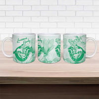 Personalized Louisiana Horse Racing Derby Ceramic Mug Magnolia Blossom Horseshoe Pastel Green