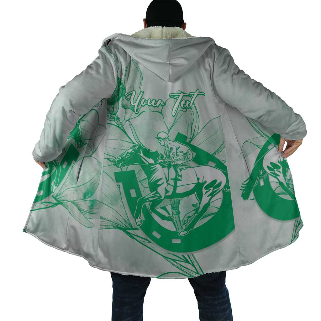 Personalized Louisiana Horse Racing Derby Cloak Magnolia Blossom Horseshoe Pastel Green