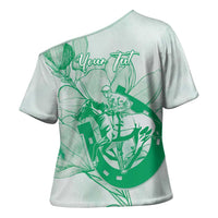 Personalized Louisiana Horse Racing Derby Cross Shoulder Shirt Magnolia Blossom Horseshoe Pastel Green
