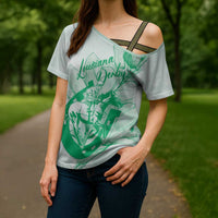 Personalized Louisiana Horse Racing Derby Cross Shoulder Shirt Magnolia Blossom Horseshoe Pastel Green