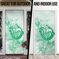 Personalized Louisiana Horse Racing Derby Door Cover Magnolia Blossom Horseshoe Pastel Green