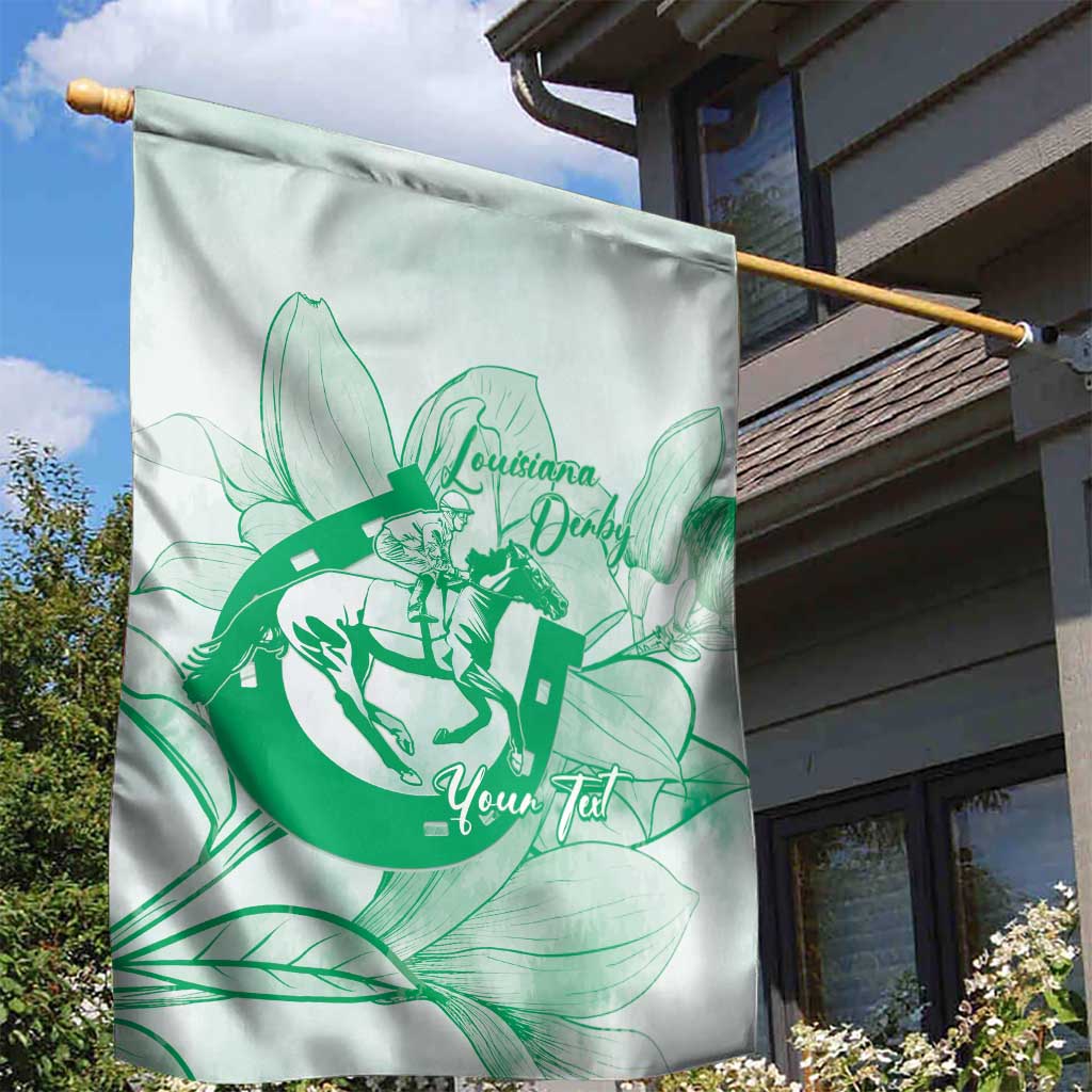 Personalized Louisiana Horse Racing Derby Garden Flag Magnolia Blossom Horseshoe Pastel Green