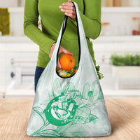 Personalized Louisiana Horse Racing Derby Grocery Bag Magnolia Blossom Horseshoe Pastel Green