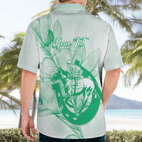 Personalized Louisiana Horse Racing Derby Hawaiian Shirt Magnolia Blossom Horseshoe Pastel Green