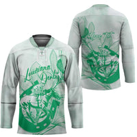 Personalized Louisiana Horse Racing Derby Hockey Jersey Magnolia Blossom Horseshoe Pastel Green