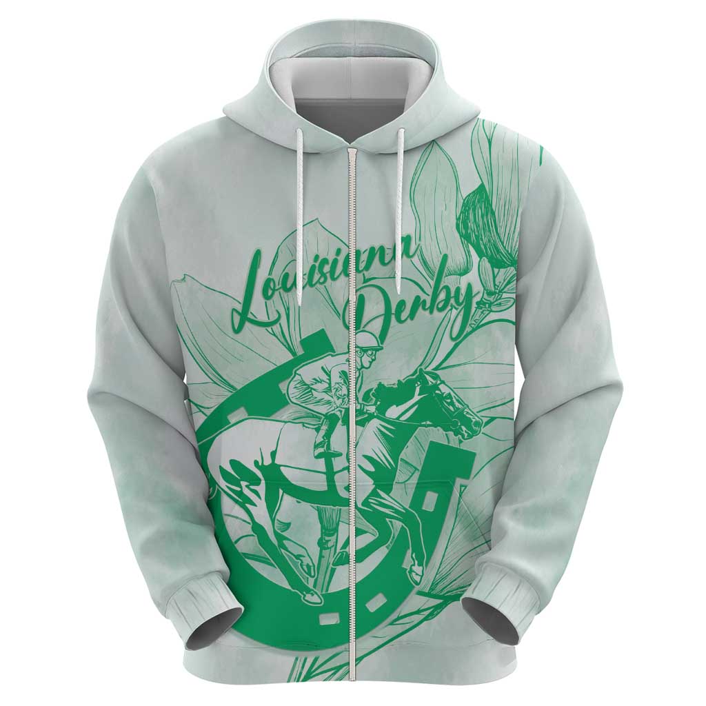 Personalized Louisiana Horse Racing Derby Hoodie Magnolia Blossom Horseshoe Pastel Green