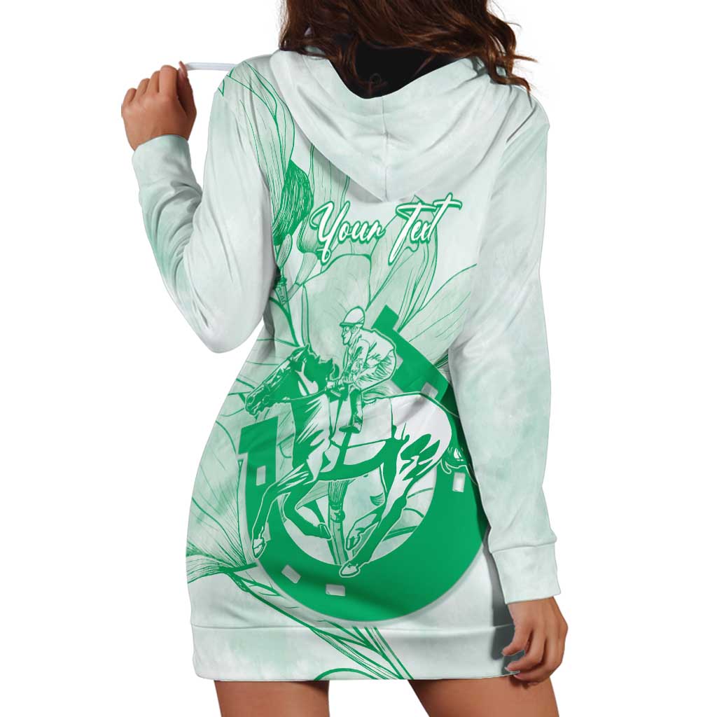 Personalized Louisiana Horse Racing Derby Hoodie Dress Magnolia Blossom Horseshoe Pastel Green