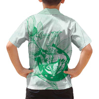 Personalized Louisiana Horse Racing Derby Kid Hawaiian Shirt Magnolia Blossom Horseshoe Pastel Green