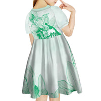 Personalized Louisiana Horse Racing Derby Kid Short Sleeve Dress Magnolia Blossom Horseshoe Pastel Green
