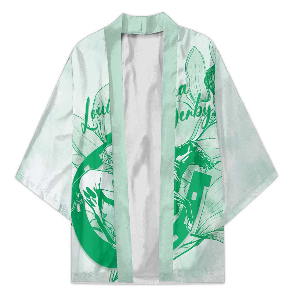 Personalized Louisiana Horse Racing Derby Kimono Magnolia Blossom Horseshoe Pastel Green