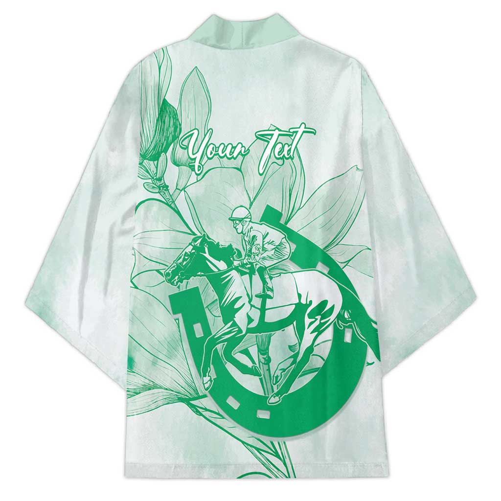 Personalized Louisiana Horse Racing Derby Kimono Magnolia Blossom Horseshoe Pastel Green