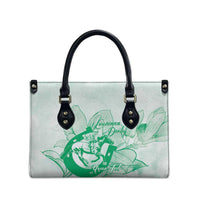 Personalized Louisiana Horse Racing Derby Leather Bag Magnolia Blossom Horseshoe Pastel Green