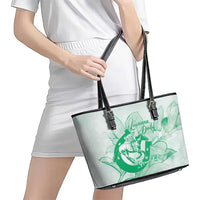 Personalized Louisiana Horse Racing Derby Leather Tote Bag Magnolia Blossom Horseshoe Pastel Green