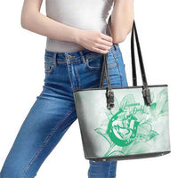Personalized Louisiana Horse Racing Derby Leather Tote Bag Magnolia Blossom Horseshoe Pastel Green